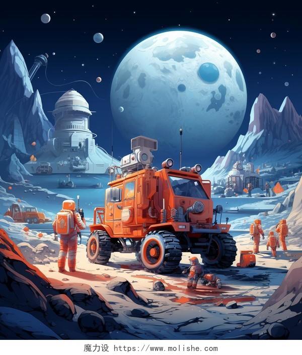 航天月球航天项目卡通